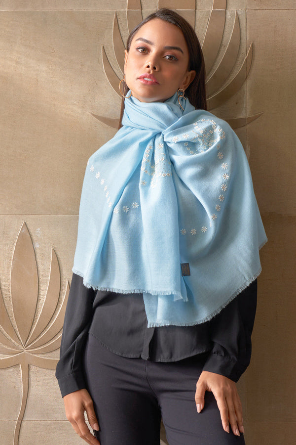 Daisies & Butterflies Wool Silk Stole